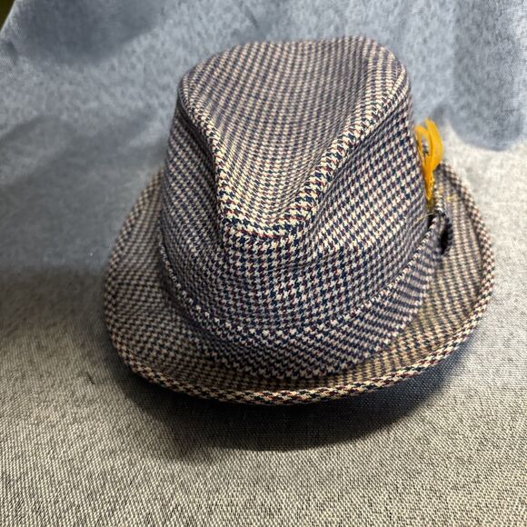 Vintage Pendleton Fedora Hat Mens Wool Brown Feathered Made USA Plaid Hats 7 3/4 - Picture 4 of 9